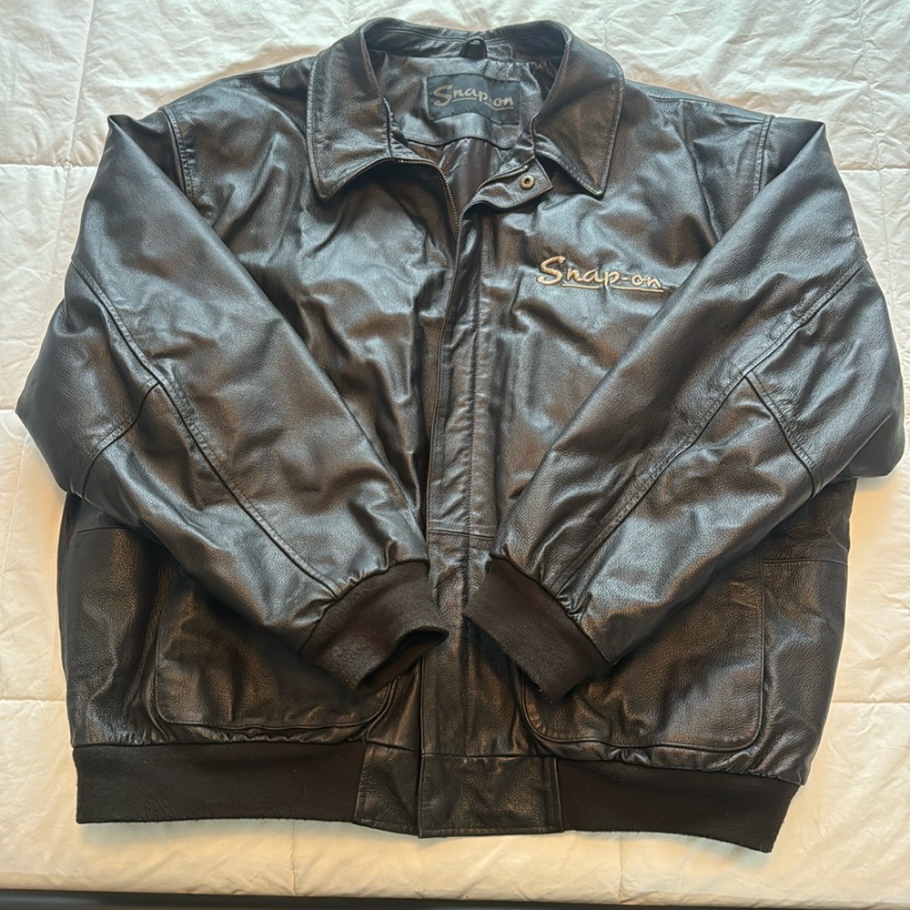 Snap On Retro Leather Bomber Jacket XL